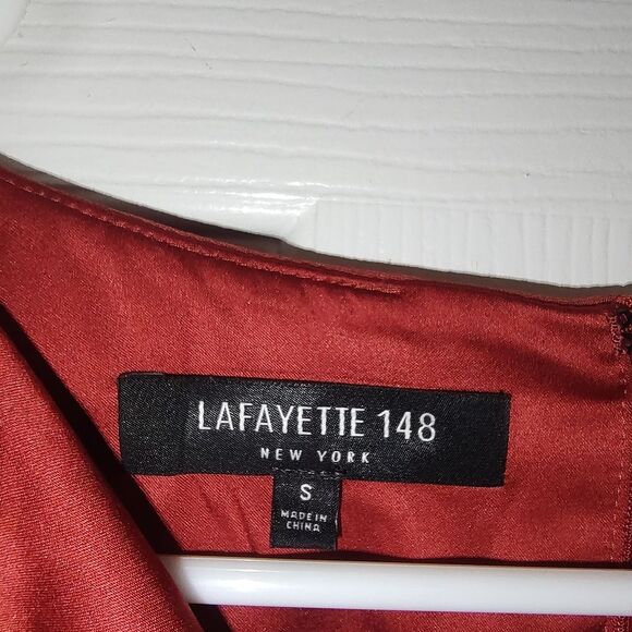 Lafayette 148 New York split neck shift dress S M - Picture 2 of 6